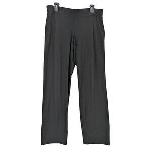 Eileen Fisher Pull On Straight Leg Pants Stretch Crepe Minimalist Office Size L